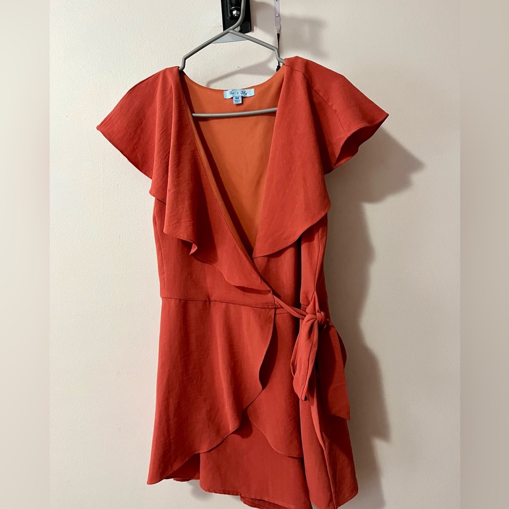 She + Sky Coral Romper